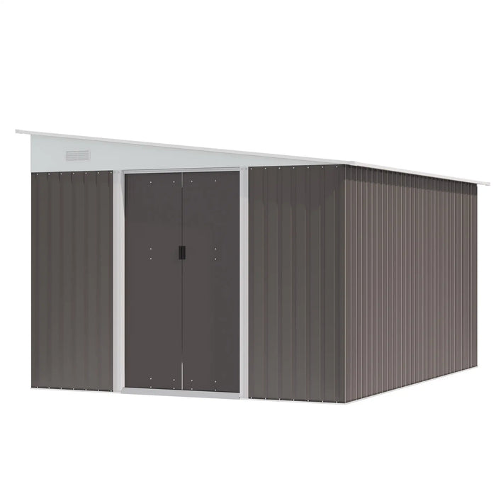 Outsunny Metal Garden Shed 11x9 ft Outdoor Storage with Sliding Doors & Air Vents Gray