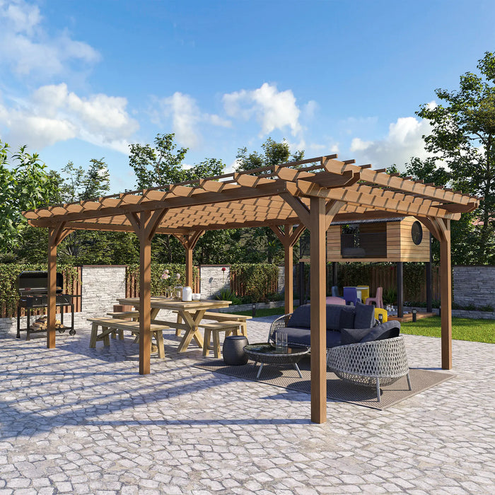 Outsunny 20' x 12' Outdoor Pergola, Wood Gazebo Grape Trellis with Stable Structure