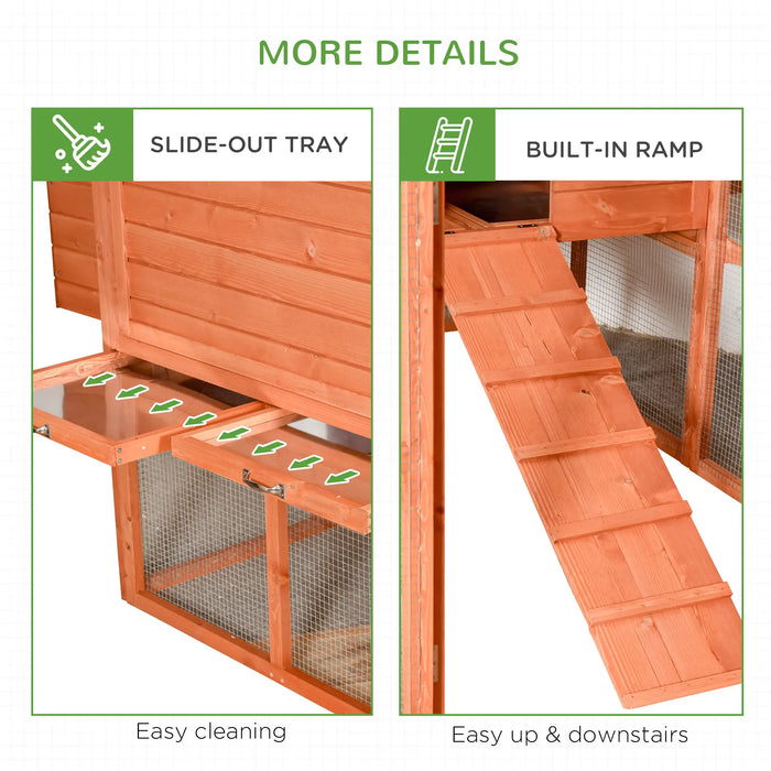 PawHut 145" Wooden Chicken Coop with Run & Inner Hen House Space