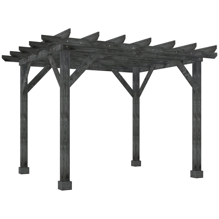 Outsunny 12' x 10' Patio Pergola, Weather-Resistant Cedar Wood, Vineyard, Ivy Vine, or Climbing Plants, Black