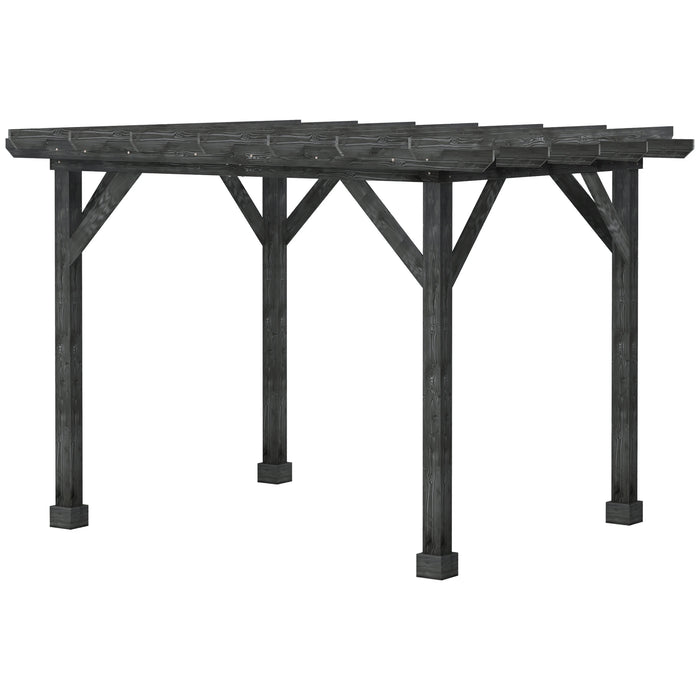 Outsunny 12' x 10' Patio Pergola, Weather-Resistant Cedar Wood, Vineyard, Ivy Vine, or Climbing Plants, Black