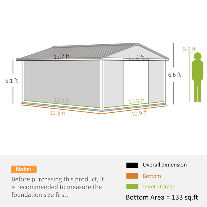 Outsunny Metal Garden Shed White Storage Utility Double Locking Doors