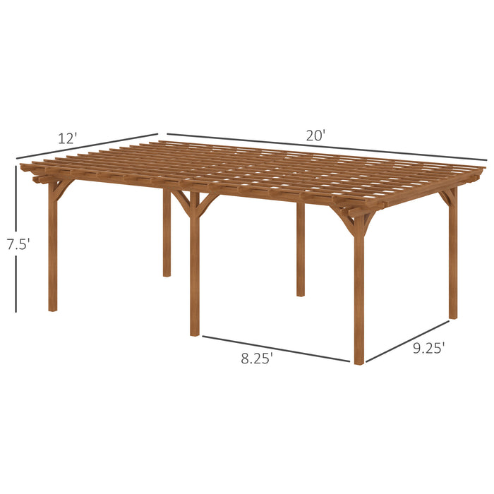 Outsunny 20' x 12' Outdoor Pergola, Wood Gazebo Grape Trellis with Stable Structure