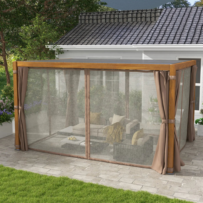 Outsunny 10x13 Aluminum Pergola, with 2 Louvred Roofs, Curtains and Nettings, UV-Fighting and Waterproof