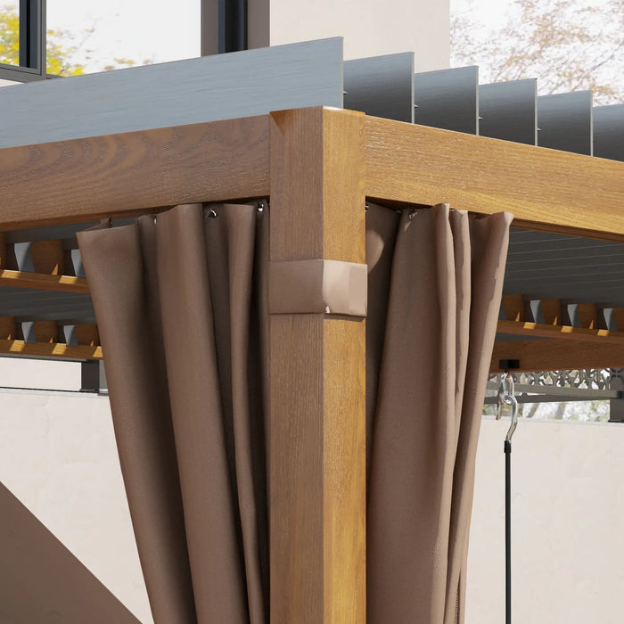 Outsunny 10x13 Aluminum Pergola, with 2 Louvred Roofs, Curtains and Nettings, UV-Fighting and Waterproof