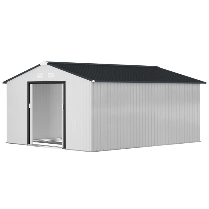 Outsunny Metal Garden Shed White Storage Utility Double Locking Doors