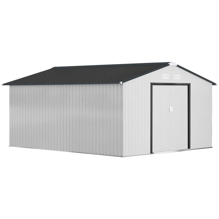 Outsunny Metal Garden Shed White Storage Utility Double Locking Doors