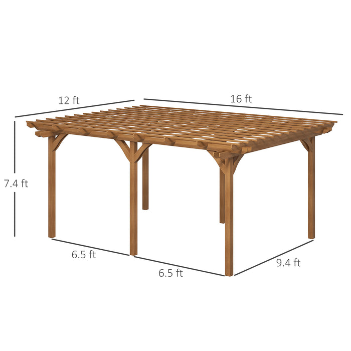 Outsunny 12' x 16' Outdoor Pergola Grape Trellis, Wood Gazebo