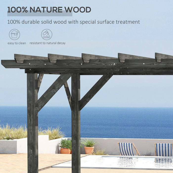 Outsunny 12' x 10' Patio Pergola, Weather-Resistant Cedar Wood, Vineyard, Ivy Vine, or Climbing Plants, Black